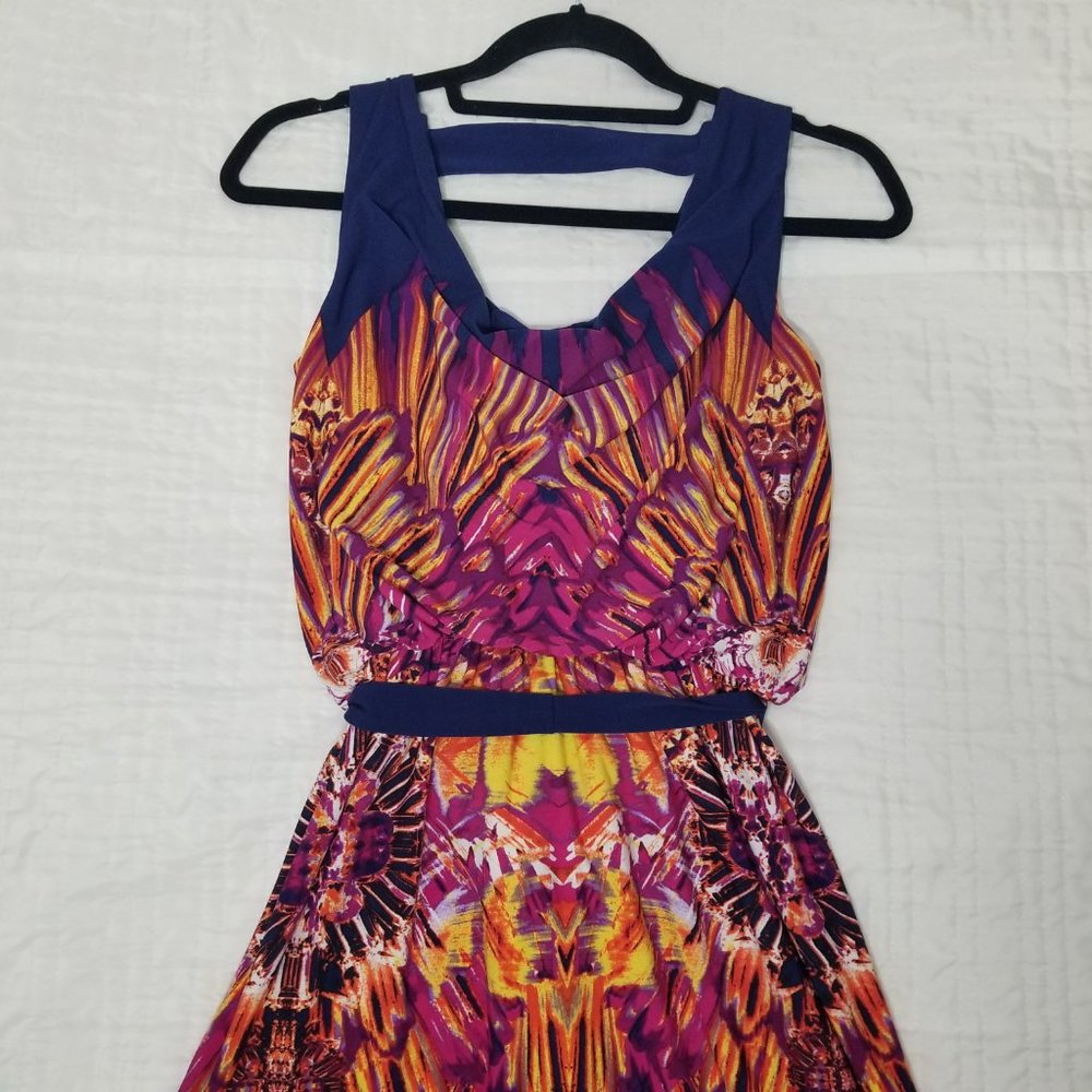 Fenn Wright Manson Womens 4 Sleeveless High-Low Blue Purple Yellow Orange Dress - Picture 11 of 16